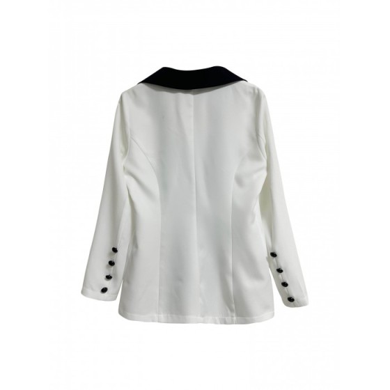 Elegant Color Block Open Front Blazer with Long Sleeve - Women's Outerwear