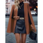 Elegant Solid Cape Blazer for Women - Open Front Cloak Sleeve Outwear for Spring & Fall