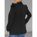 Elegant Solid Open Front Blazer with Long Sleeves for Women - Stylish Work Office Outerwear