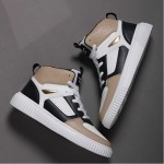 Comfort-Focused Menâ€™s High-Top Sneakers: Non-Slip, Stylish Color Block, Perfect for All-Year Outdoor Activities