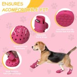 Dog Shoes for Hot Pavement Non-Slip Waterproof Dog Shoes for Medium Dogs Large Size Dogs Easy ON & Off Adjustable Easy-Clean for Beach Outdoor Rose Pink, Size M: (2.5’’x2-2.2’’)(L*W)