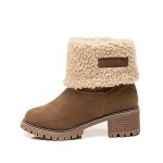 Winter Boots for Women,Ladies Casual Fashion Ankle Booties Comfortable Slip On Chunky Heels Suede Outdoor Shoes Warm Boot