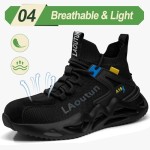 LAoutun Steel Toe Shoes for Men Work Shoes Safety Sneakers Comfortable Lightweight Puncture Proof Slip on Indestructible Construction Work Shoes