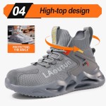 LAoutun Steel Toe Shoes for Men Work Shoes Safety Sneakers Comfortable Lightweight Puncture Proof Slip on Indestructible Construction Work Shoes