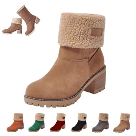 Winter Boots for Women,Ladies Casual Fashion Ankle Booties Comfortable Slip On Chunky Heels Suede Outdoor Shoes Warm Boot