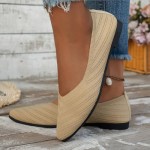 Women's Flats Shoes Pointed Toe Knit Ballet Flats Comfortable Casual Dressy Slip On Flat Work Office Shoes