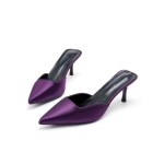 Women's Heels Sandals Closed Pointed Toe Stiletto Heel Slip on Mules Comfortable Casual Dress Pumps Shoes