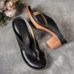 Chunky Heel Sandals for Women Summer Dressy 2025 Arch Support Comfortable Orthopedic Slip-On Open Toe Heeled Flip Flops Bridal Party Wedding Shoes Casual Wedge Thong Sandals (1-Black, 8.5)