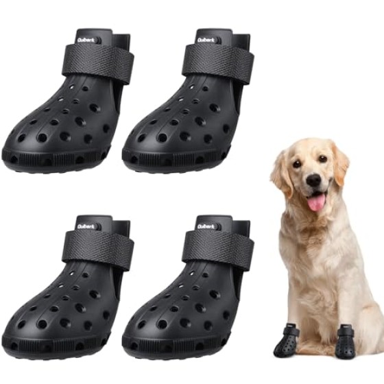 Dog Shoes for Hot Pavement Non-Slip Waterproof Dog Shoes for Medium Dogs Large Size Dogs Easy ON & Off Adjustable Easy-Clean for Beach Outdoor Black Size L: (2.95x2.2-2.55’’)(L*W)