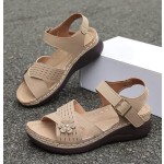 Women's Low Wedge Heels Summer Comfortable Dressy Platform Sandals Buckle Ankle Strap Open Toe Flower Wedge Sandals
