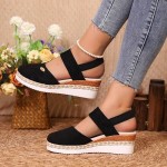 Closed Toe Platform Wedge Sandals, 2025 Espadrilles Wedges for Women Heel Casual, Women's Espadrilles Dressy Sandals, Comfortable Anti Slip Summer Shoes with Adjustable Buckle Ankle Strap