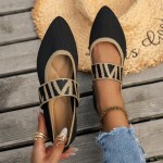 Women's Flats Shoes Pointed Toe Knit Casual Ballet Flats Comfortable Dressy Mary Jane Flat Office Work Dress Shoes